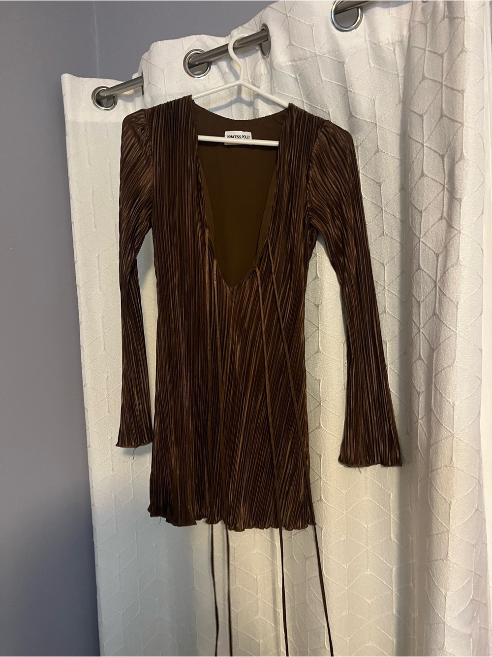 Princess Polly Brown Plunge Mini Dress with Pleated Detail